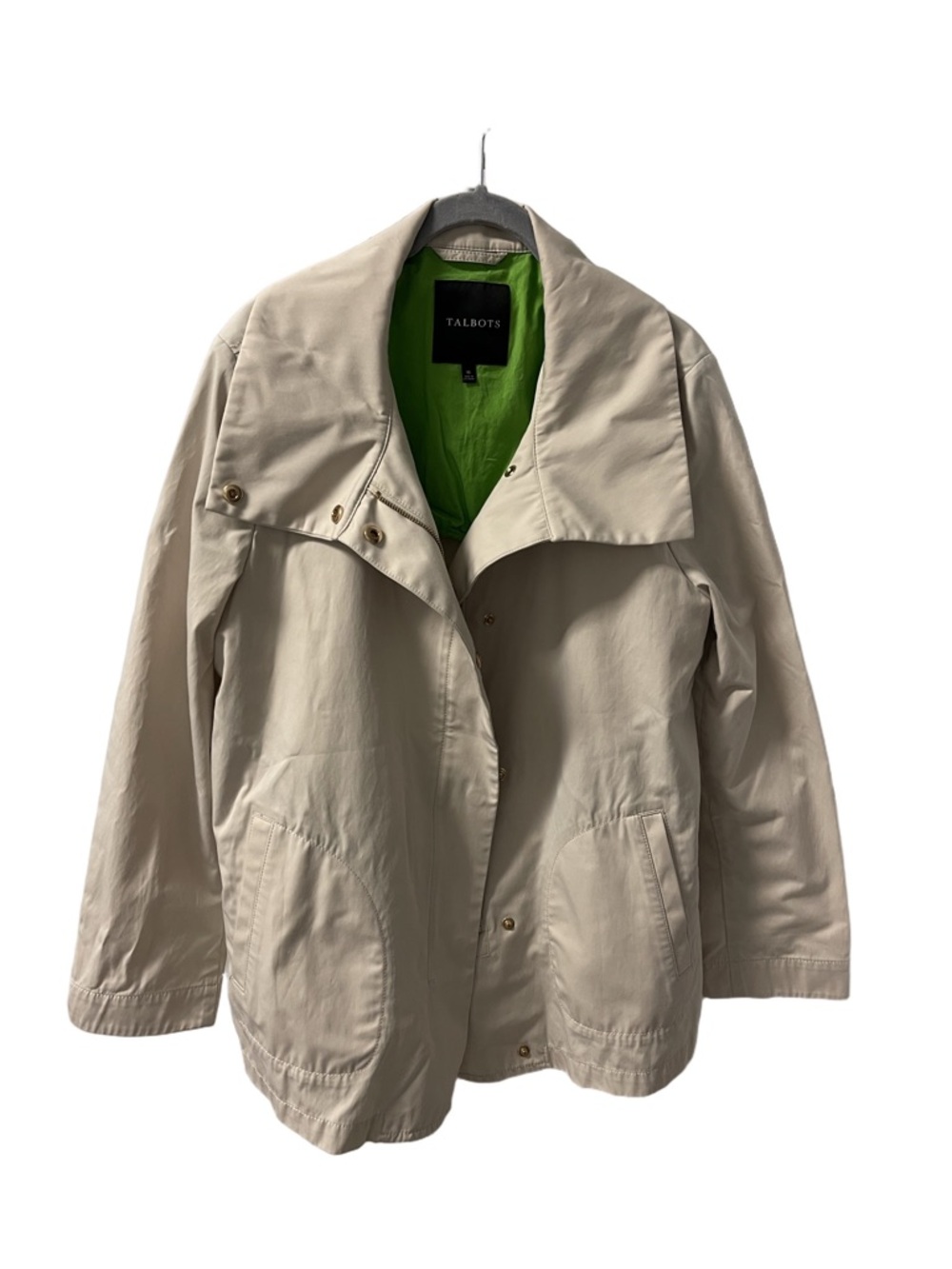 Talbots Women's Cream Lightweight Jacket with Snaps/Zipper Water Resistant Sz 16